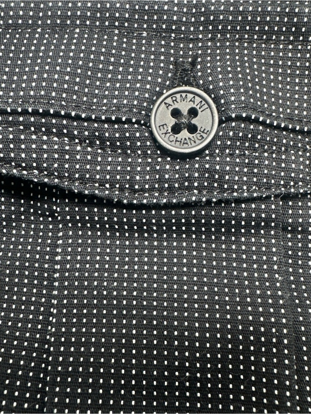 Armani Exchange Black Shirt with White Microdot Pattern